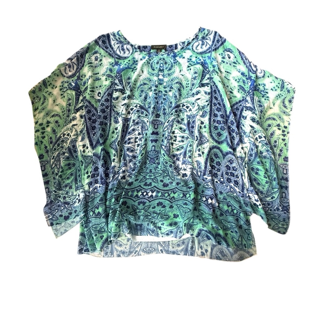 G Collection Blue Green Embellished Kaftan Built-In Tank Women’s‎ 2X
